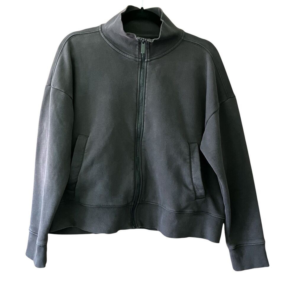 Upwest high neck zip up fleece lined sweat jacket
